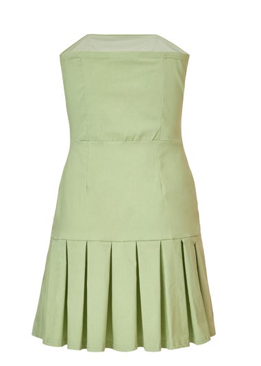 Quiz Green Pleated Mini Dress