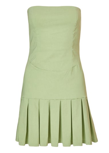 Quiz Green Pleated Mini Dress