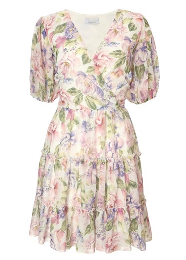 Quiz Multi Floral Chiffon Frill Mini Dress