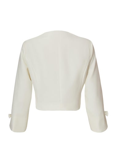 Quiz Cream Bow Sleeve Cropped Blazer