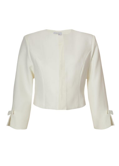 Quiz Cream Bow Sleeve Cropped Blazer