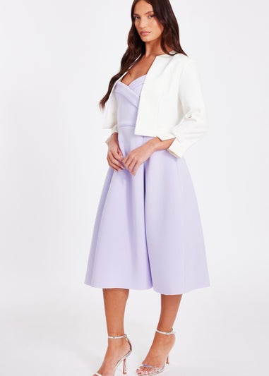 Quiz Cream Bow Sleeve Cropped Blazer