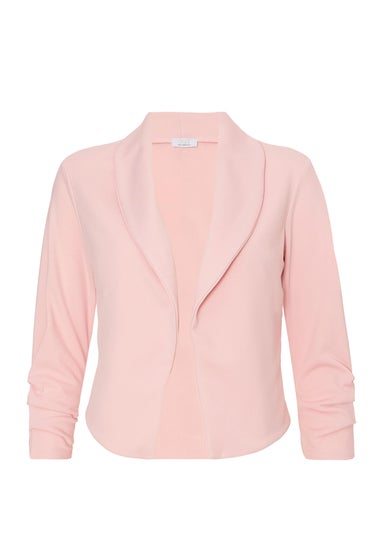 Quiz Pink Shawl Collar Crop Jacket