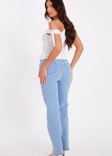 Quiz Blue Denim Embellished Jeans