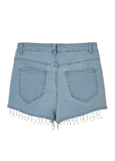 Quiz Blue Denim Embellished Shorts