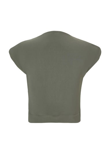 Quiz Khaki High Neck Crop Top