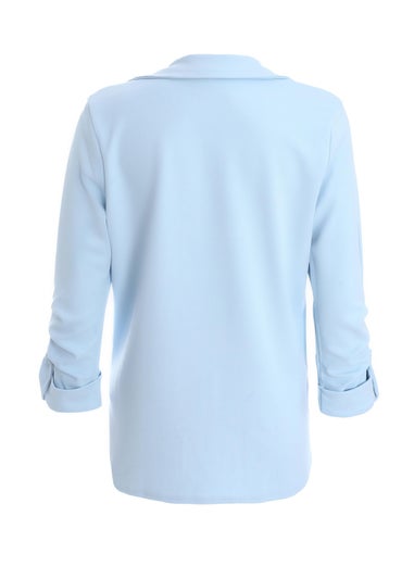 Quiz Blue Ruched Sleeve Blazer