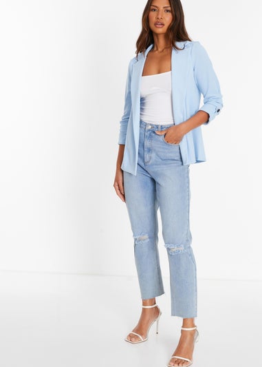 Quiz Blue Ruched Sleeve Blazer