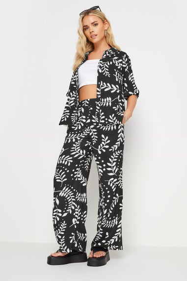 PixieGirl Petite Black Leaf Print Shirt