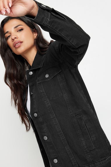 Pixiegirl Black Washed Oversized Denim Jacket