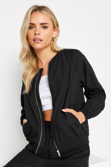 Pixiegirl Black Linen Bomber Jacket