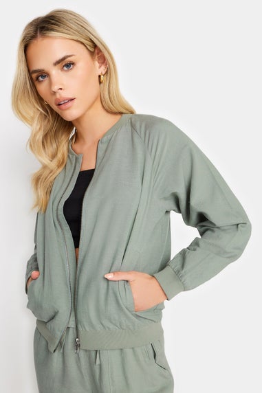 Pixiegirl Sage Green Linen Bomber Jacket