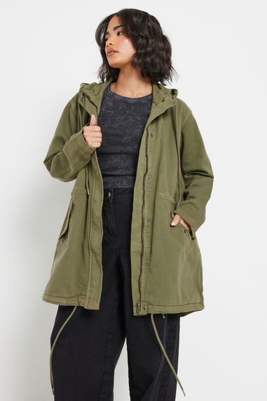 Pixiegirl Khaki Green Twill Parka Coat