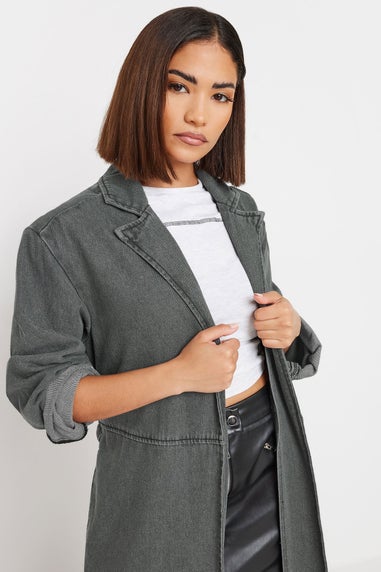 Pixiegirl Grey Wash Denim Longline Trench Coat