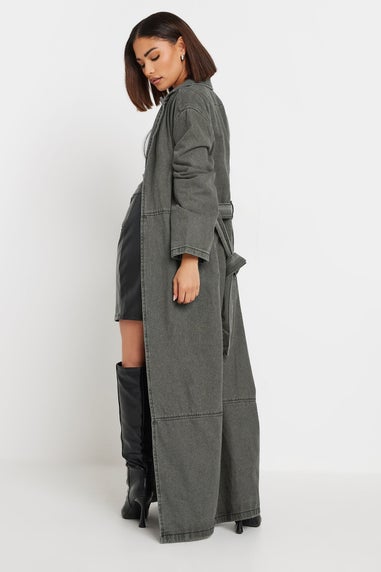 Pixiegirl Grey Wash Denim Longline Trench Coat