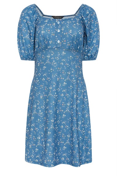 Pixiegirl Petite Blue Ditsy Floral Print Mini Dress