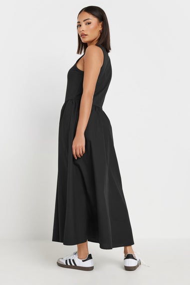 Pixiegirl Black Jersey & Woven Mix Fabric Midaxi Dress