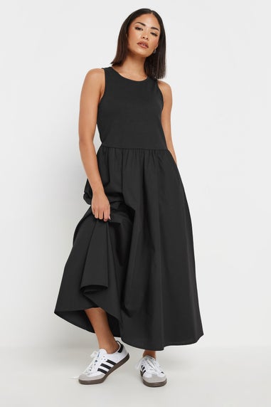 Pixiegirl Black Jersey & Woven Mix Fabric Midaxi Dress
