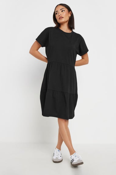 PixieGirl Petite Black Tiered Smock Dress