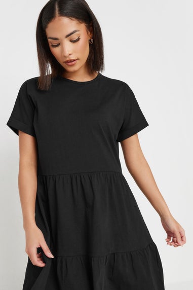 PixieGirl Petite Black Tiered Smock Dress