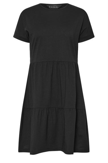 PixieGirl Petite Black Tiered Smock Dress
