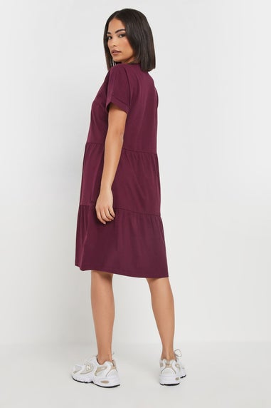 Pixiegirl Burgundy Red Tiered Smock Dress