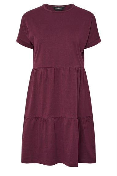 PixieGirl Petite Burgundy Red Tiered Smock Dress