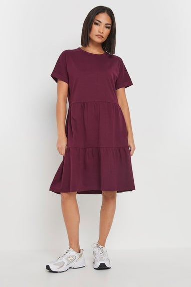 PixieGirl Petite Burgundy Red Tiered Smock Dress