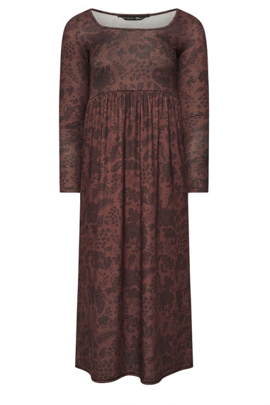 PixieGirl Petite Brown Paisley Print Midi Tea Dress