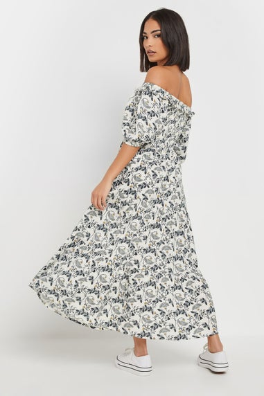 Pixiegirl White Paisley Floral Tiered Bardot Dress