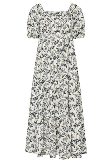 Pixiegirl White Paisley Floral Tiered Bardot Dress