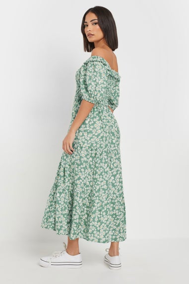 Pixiegirl Green Daisy Tiered Bardot Dress