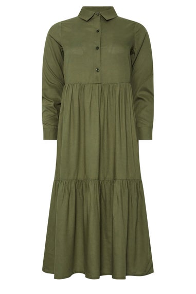 Pixiegirl Petite Khaki Green Sleeved Smock Dress