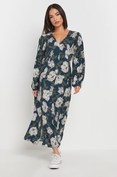 Pixiegirl Navy Blue Floral Midi Tea Dress