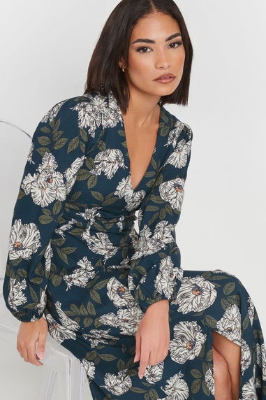 Pixiegirl Navy Blue Floral Midi Tea Dress