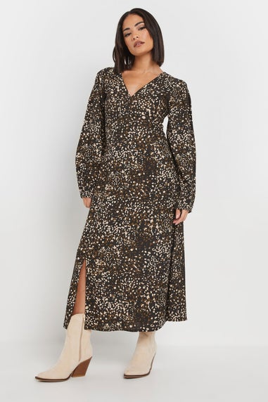 Pixiegirl Brown Abstract Spot Midi Tea Dress