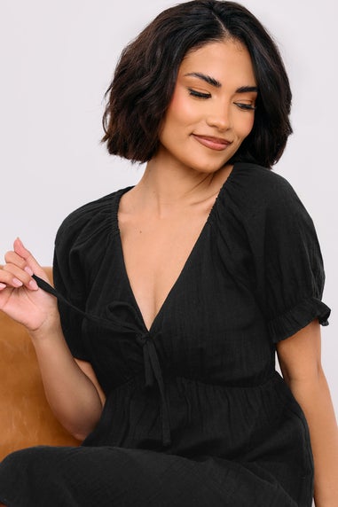 Pixiegirl Black Tie Front Mini Dress