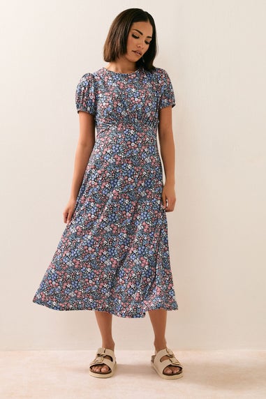 Pixiegirl Blue Ditsy Floral Tea Dress