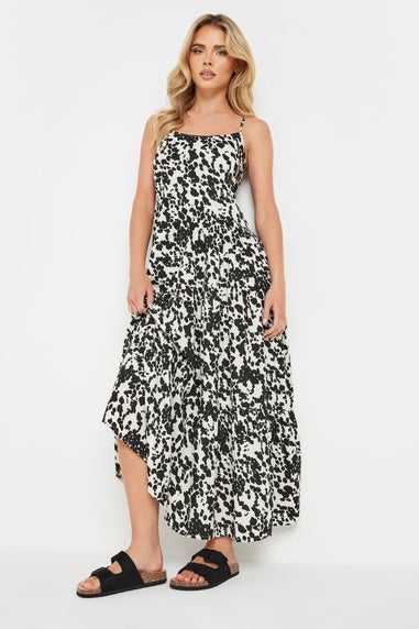 Pixiegirl Black & White Cow Print Asymmetric Tiered Dress