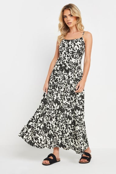 Pixiegirl Black & White Cow Print Asymmetric Tiered Dress