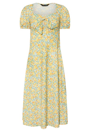 Pixiegirl Yellow Ditsy Floral Tie Front Midi Dress