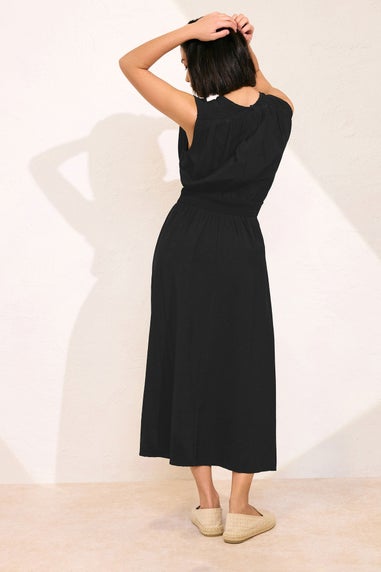 Pixiegirl Petite Black Shirred Waist Midaxi Dress