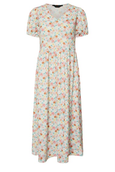 Pixiegirl Light Blue Floral V-Neck Midi Dress