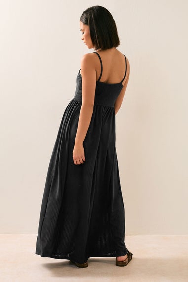 Pixiegirl Black Ribbed Strappy Maxi Dress