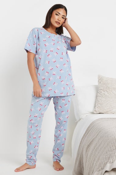 Pixiegirl Blue Cherry Bow Graphic Tapered Pyjama Set