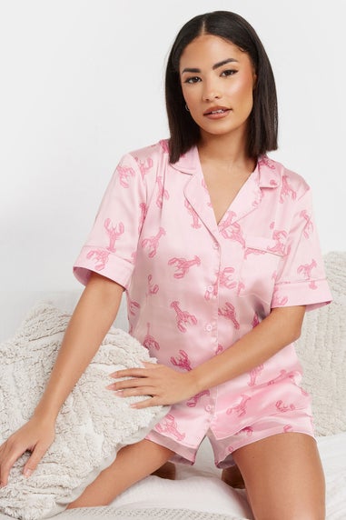 Pixiegirl Pink Satin Lobster Graphic Short Pyjama Set