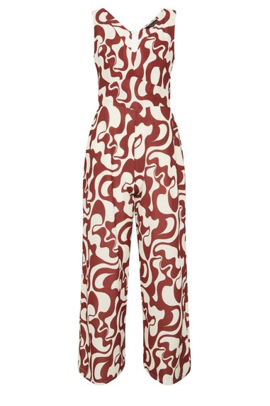 PixieGirl Petite Red Swirl Print Wide Leg Jumpsuit