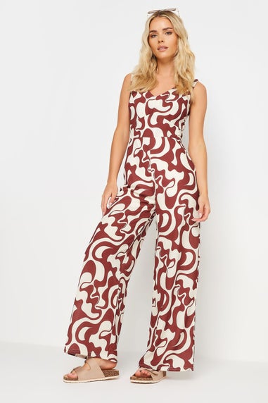 PixieGirl Petite Red Swirl Print Wide Leg Jumpsuit