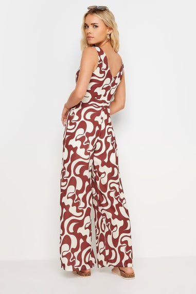 PixieGirl Petite Red Swirl Print Wide Leg Jumpsuit