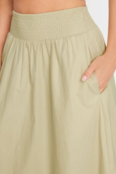 PixieGirl Petite Stone Brown Poplin Maxi Skirt